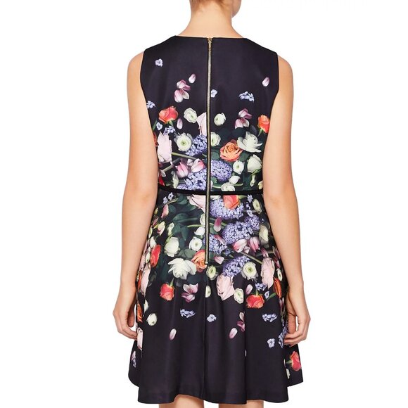 Ted Baker Izobela Kensington Black Floral Dress Size US 6 - Picture 4 of 10